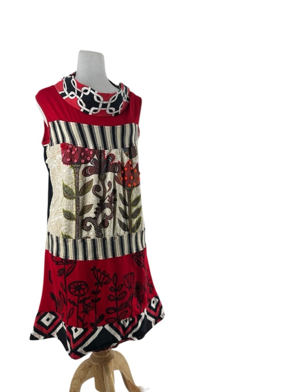 Savage Culture Boho Patchwork Tunic Dress Mini Sleeveless Lagelook Artsy Chic - Picture 5 of 10